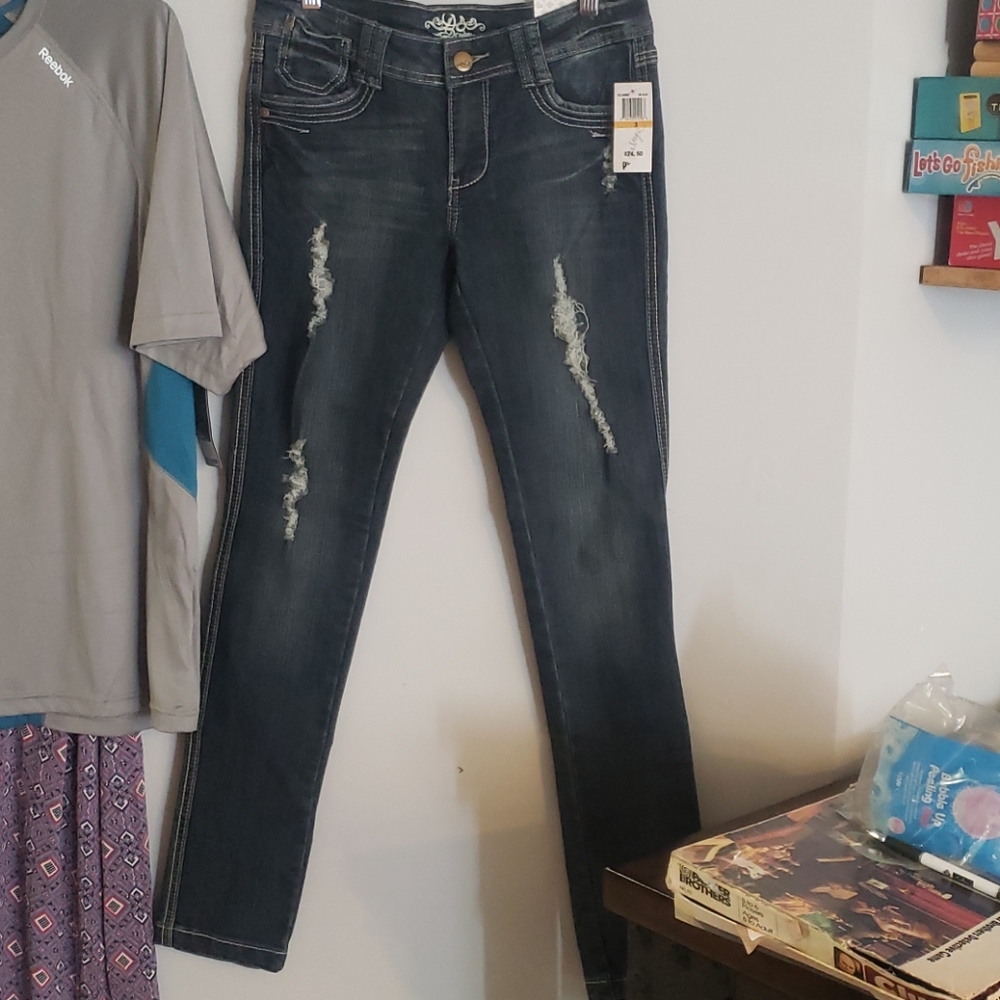 Do Denim Juniors Jeans Distressed Dark Blue new